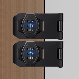 Plowatxi Keyless Cabinet Door Locks：3 Digit Combination Rotary Hasp Lock for Pantry Door - Slide Double Bifold Door Lock for Closet Drawer Garage Gate Shed Barn Pantry 3" 2pcs Black