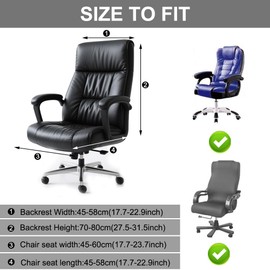 Zinueen Velvet Office Chair Cover with Armrest, Stretch Chair Covers, Gaming Chair Cover, Elastic Chair Covers for Office Chair, Computer Chair, Swivel Chair (Grey, XL)