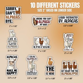 (10pcs) Alpaca Sticker Alapcas Decal Funny Cute Alpaca Gift Funny Gifts Multiple Different Design, Waterproof, UV- Resistant, Suitable for Tumbler, Laptop, Car, Truck