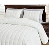 Chezmoi Collection Piers Cream White Velvet Quilt Queen Set, 3-Piece