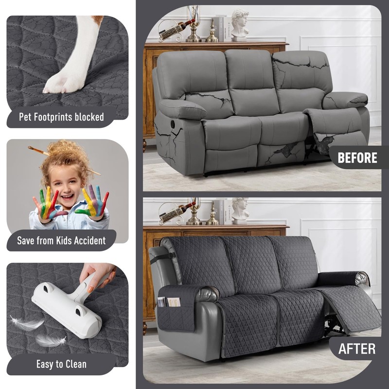 TAOCOCO 100% Waterproof Recliner Cover, Non-Slip Washable Reclining Couch Cover