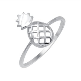 TISHAVI Pineapple Shape Sterling Silver Ring, Fruit Style Silver Band Ring Size 11, Every Day Dainty Silver Pineapple Design Silver Ring for Women