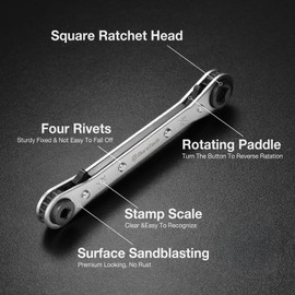 DURATECH 4 IN 1 HVAC Service Wrench, 3/16", 1/4", 5/16", 3/8", Air Conditioning & Refrigeration Equipment, Hex Bit Adapter