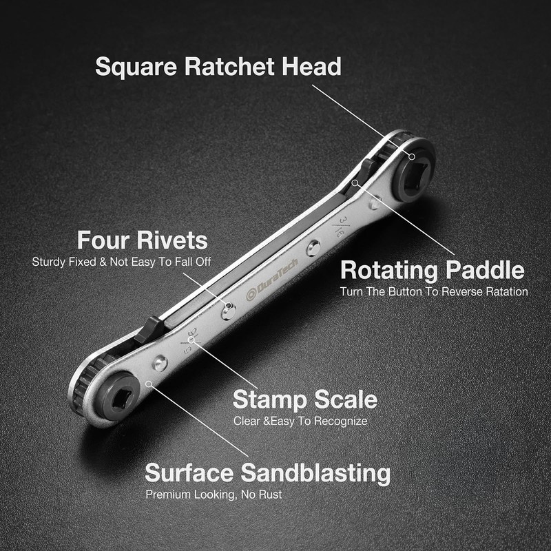 DURATECH 4 IN 1 HVAC Service Wrench, 3/16", 1/4", 5/16",