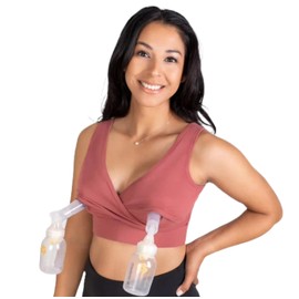 Everyday Luxe 3.0 Nursing & Hands-Free Pumping Bra - X-Large in Desert Rose - Nursing and Pumping Bra That Fits All Standard Pump Flanges and Compatible for Wearable Pumps and Milk Collectors
