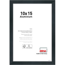 DEHA Design Tribeca Photo Frame 4x6 Aluminium Matt Black Photo Frame Portrait & Landscape Shatterproof Glass