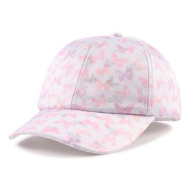 Zsedrut Girls Baseball Cap Kids Cute Sun Hat Adjustable Trucker Hats Toddler Unicorn Ponytail Caps Spring Summer (3-8Y, White Butterfly)