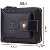 BULLCAPTAIN Men Zipper Around Wallet Genuine Leather RFID Blocking Bifold