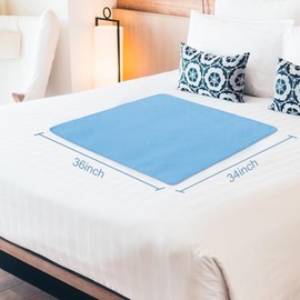 Bed Pads Washable Waterproof 34'' x 36'' (Pack of 4), Reusable Incontinence Underpads for Adults, Washable Pee Pads, Great for Dogs, Cats, Bunny, Seniors Bed Pad, Hospital Bed Sheets, Blue