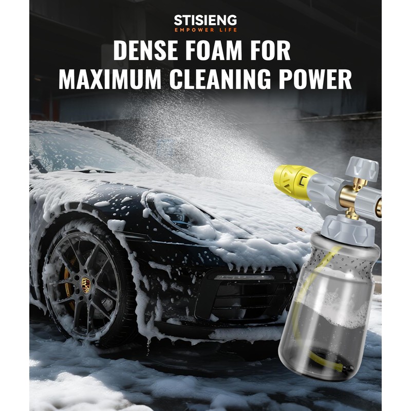 STISIENG Professional Foam Cannon for Pressure Washer, 1L Wide Mouth