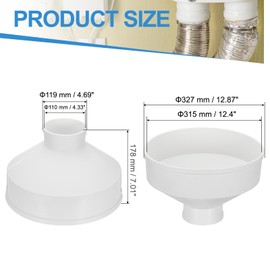 PATIKIL 12" to 4" Duct Reducer, PVC Pipe Increaser Adapter Ducting Airflow Tube Pipe Fitting for DWV (Drain, Waste and Vent) Ventilation Ducting, White