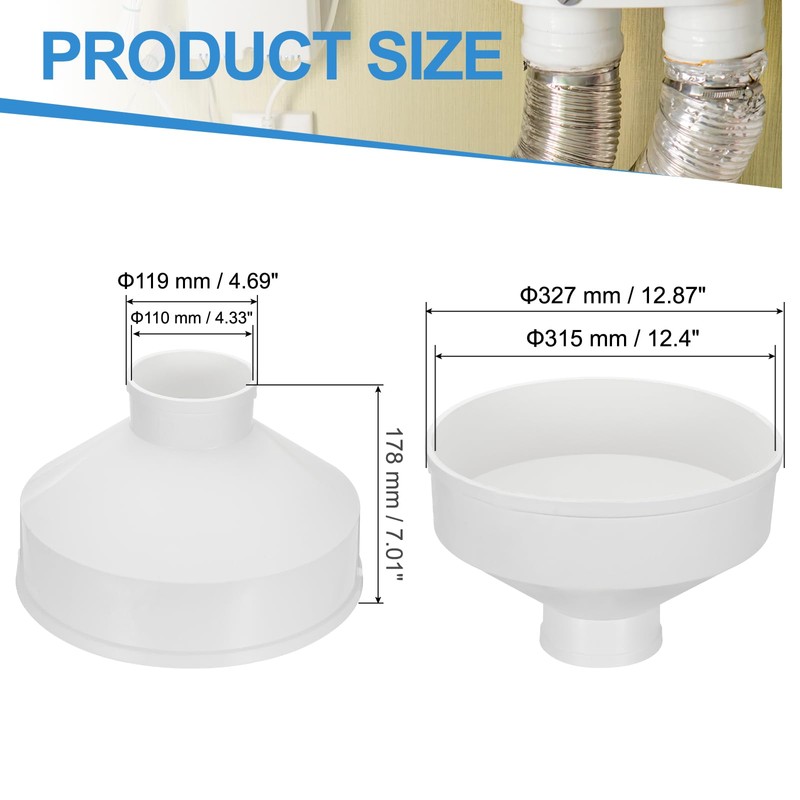 PATIKIL 12" to 4" Duct Reducer, PVC Pipe Increaser Adapter