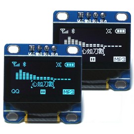 Wishiot 2PCS 0.96 inch OLED IIC Dispaly Bboard Module 12864 128x64 Pixel Mini Self-Luminous OLED Screen for Arduino ESP32 (White+Blue)
