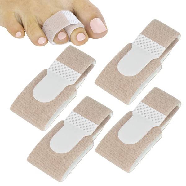 ViveSole Broken Toe Wrap (4 Pack) - Hammer Toe Corrector - Compression Cushion for Women, Men and Seniors - Reusable and Soft Big Crooked Toe Splint - Overlapping Pain Relief Separator Bandage