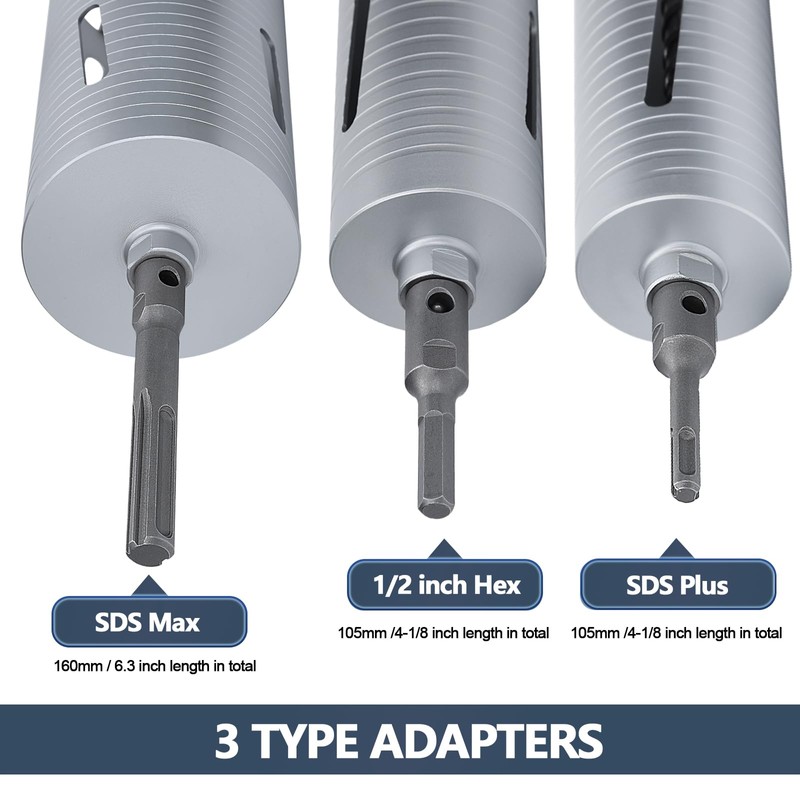 1-1/8 inch Diamond Dry Core Drill Bit, 10" Drilling Depth,