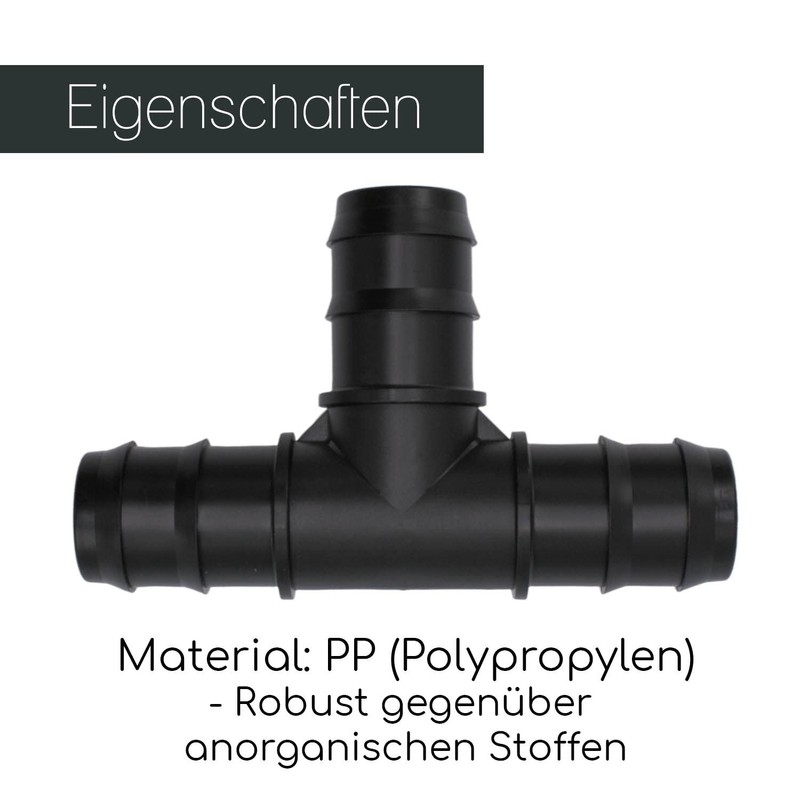 Baumaxxe PP T-piece 90° with hose nozzle connection + 3