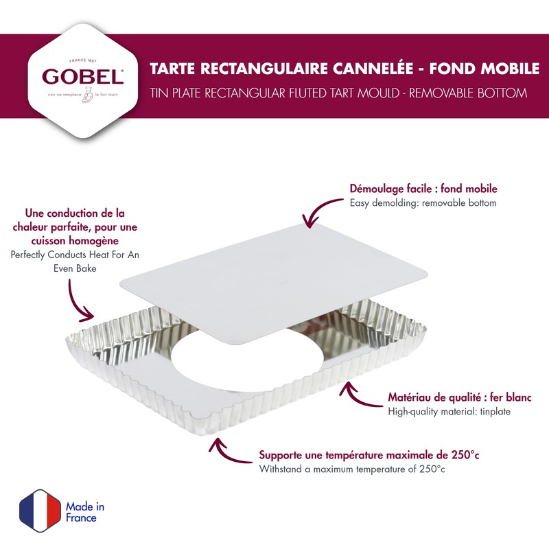 Gobel 290 x 205 mm Fluted Tart Mould Loose Base