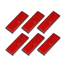 X AUTOHAUX 6 Pcs Rectangular Stick-on Safety Spoke Reflective Self Adhesive Reflector for Gate Posts Cars Trailer Motorcycle Bicycle Bike 87mm Length Red