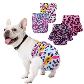 UNIPUP Female Dog Diapers Reusable No Tail Hole Period Panties Washable Diapers Female for Docked-Tail Frenchie French Bulldog Boston Terrier Without Tail (2 Pack Regular+2 Pack Skirts) U-WWDQB03S