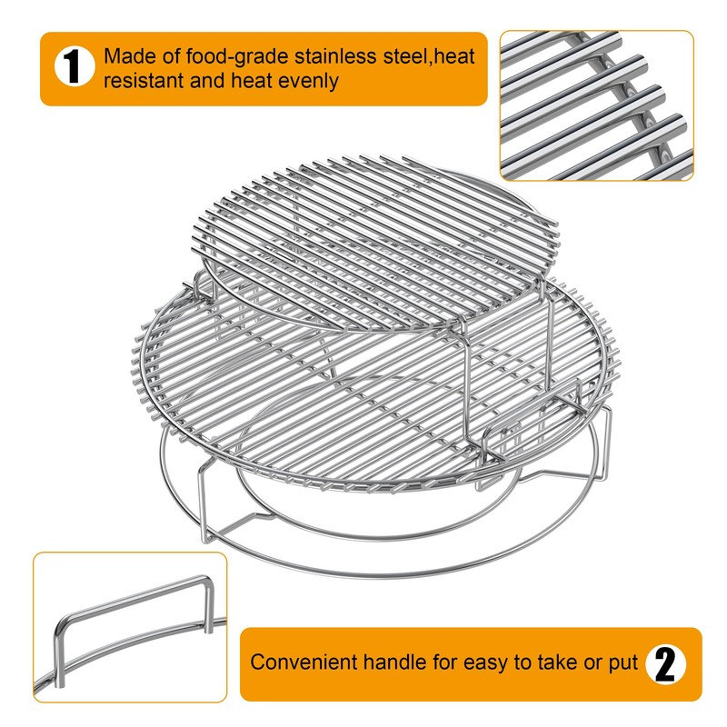 BBQ-PLUS Expander Rack Replacement Kit for Large Big Green Egg,Heavy