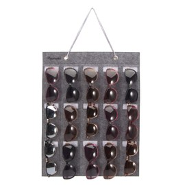 PACMAXI Sunglasses Storage Organizer, Wall Pocket Mounted by Sunglasses, Hanging Eyeglasses Storage Holder, Eyewear Display. (Grey, 15 Slot)