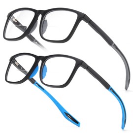 Missfive 2 Pack Bifocal Reading Glasses Men Women, Sports Style TR90 Frame Anti UV/Eyestrain/Blue, Upgraded Unbreakable Durable Computer Readers Spring Hinge Eyewear, +2.5