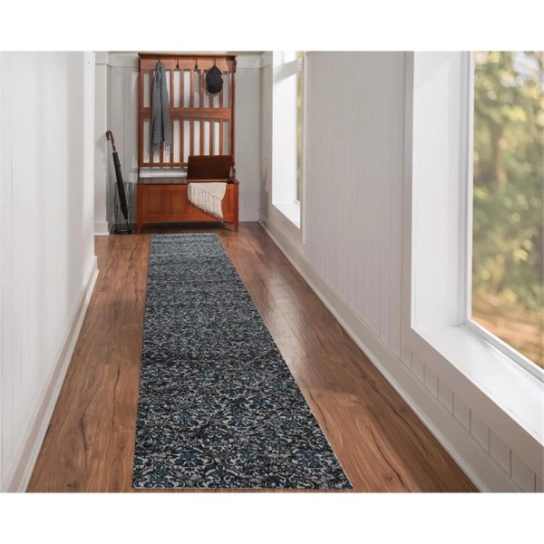 Linon Vintage Clara Power Loomed Microfiber Polyester 2'x10' Rug in