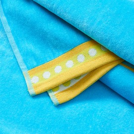 Great Bay Home 100% Cotton Beach Towels | 2 Pack of 30 x 60" Blue Yellow Pool Towels for Adults and Kids | Absorbent & Quick Dry Towels (Seahorse Blue/Yellow)