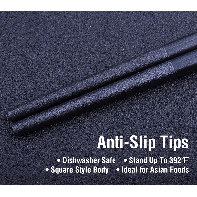 5 Pairs Fiberglass Chopsticks, GLAMFIELDS Reusable Japanese Chinese Chop sticks