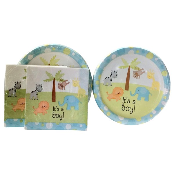 "It's a Boy!" Baby Shower Paper Plates & Napkins Bundle