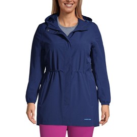 Lands' End Womens Packable Waterproof Raincoat Deep Sea Navy Regular X-Large