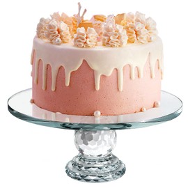 Uten Uten Crystal Glass Cake Stand, 11' Cake Display Stand, Crystal Glass Fruit Plate, Clear Crystal Cake Stand, Display Desserts Holder for Wedding Cakes Serving Platters
