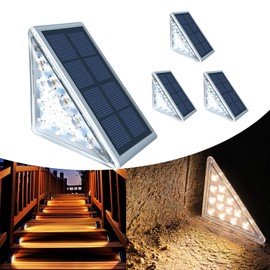 TOTHDATE 4PCS Solar Step Lights Warmwhite Light, Solar Stair Light Outdoor Decking Light IP67 Waterproof for Ground Front Porch Decor Yard Pathway Garden Walkways