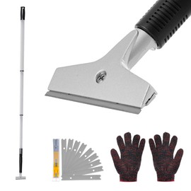 Floor Scraper, 76" Aluminum Adjustable Paint Scraper with 4-inch Razor Blade, Floor Scraper Long Handle Heavy Duty Scrappers for Cleaning Glass Wall Gum Paint Tile Glue Linoleum Carpet