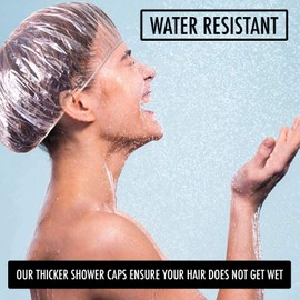 Disposable Shower Caps x100 Clear Waterproof Plastic Shower Caps for Women by GLAMZA