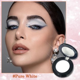 Matte Pure White Eyeshadow – High Pigment Cool-Tone Single Shade – Long-Lasting Waterproof & Sweatproof Eye Makeup Smooth Blendable Formula for Bright & Smokey Looks (Pure White)