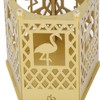 Metal Assembled Pen Holder Gold Hollow Pattern Flamingo Surfaces Plating