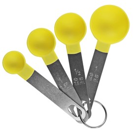 Reston Lloyd 4pc Measuring Spoons for Dry & Liquid Ingredients, Food Grade Plastic with Stainless Steel Handles, Lemon