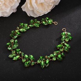 Deniferymakeup Bride Wedding Rhinestone Crystal Hair Vine Handmade Bridal Rhinestones Headband Wedding Hair Accessories for Brides Vintage Headpieces for Women Girl Party Prom Birthday (Green)