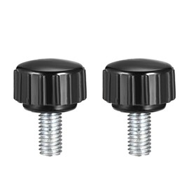 sourcing map M5 x 10mm Metric Male Thread Knurled Clamping Knobs Grip Thumb Screw on Type Plastic Threaded Hand Bolt Knobs Black 2 Pcs