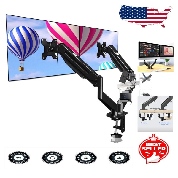 Unbranded Ergonomic Dual Monitor Mount with Gas Spring, Adjustable for