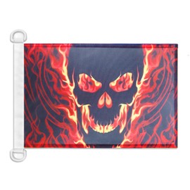 Skull with Fire NAUTICAL Flag 18'' x 12'' - pirate flags 30 x 45 cm - Banner 12x18 in for boat - AZ FLAG