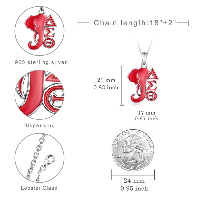 jiulegufa 925 Sterling Silver DST Sorority Necklace - DST Red