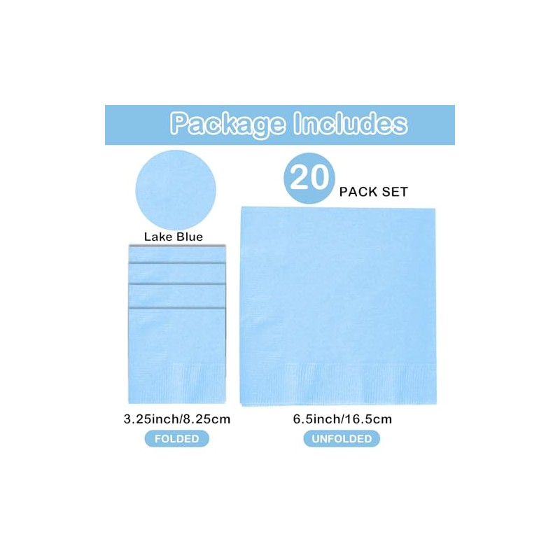 MORAINJAY Lake Blue Tableware Set with Plates, Tablecloth, Napkins, Cups