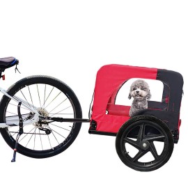 Donext Bicycle trailer for pets outdoor foldable red color w/reflectors and safty flag