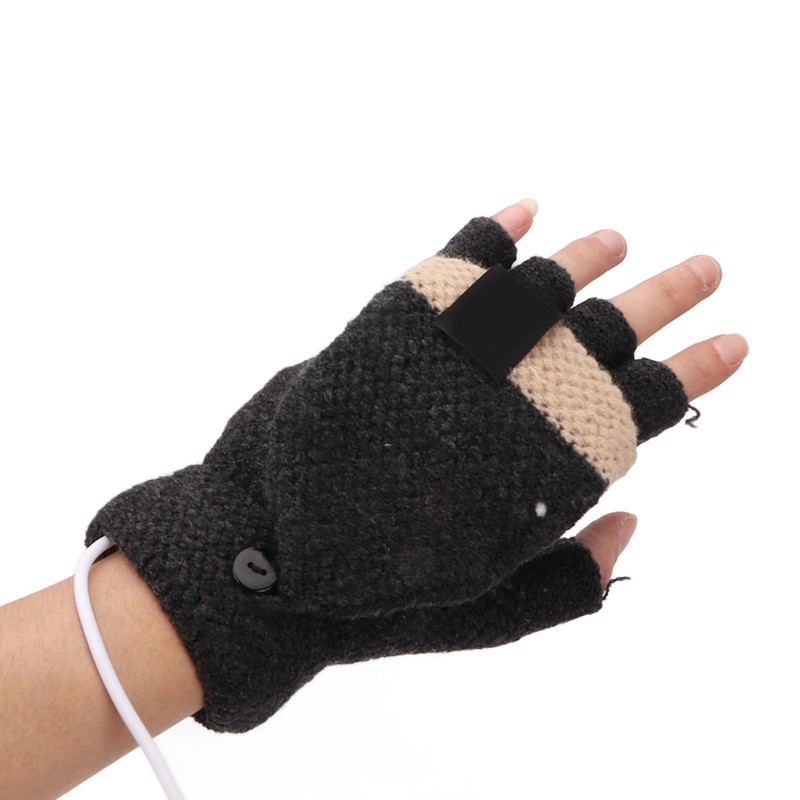 USB Heated Gloves Full and Half Fingers Washable Knitting Electric