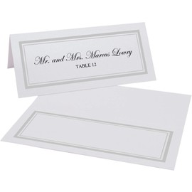 Double Line Border Place Cards, Silver (Choose Color), Set of 150, Pre-cut and Scored - Wedding, Party, Dinner, and Special Events - Made in the USA