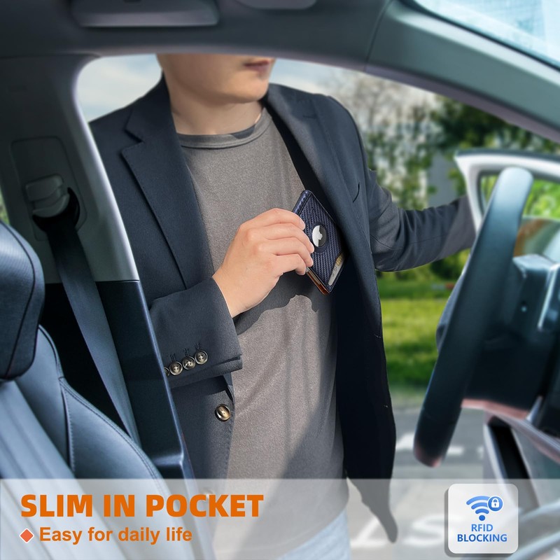 KS Mens Wallet Gift Airtag or Standard Use,Slim Front Pocket