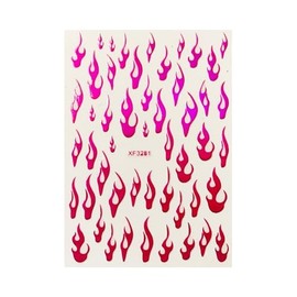 Generic Fire Flame 3D Nail Stickers Laser Gold Silver Red Blue and Rose Red Xf3281 Rose Red Nail Wraps Stickers Manicure Supplies for Women Nails Full Long Lasting Easy Apply and Remove