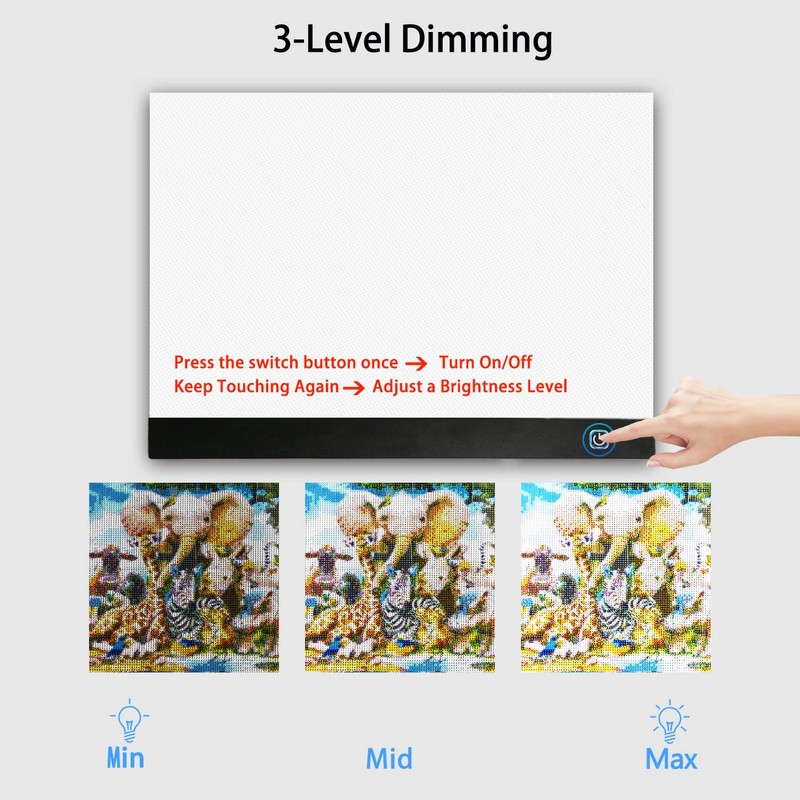 WELZK Diamond Painting Light Board A3, with Large Metal Stand,